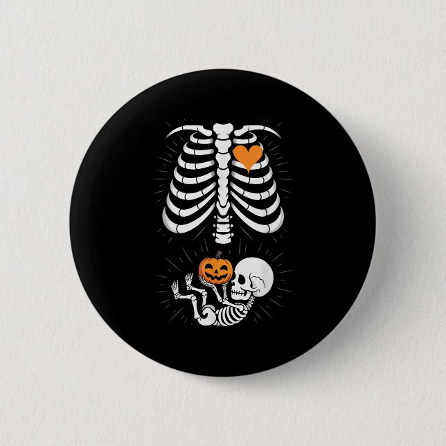 Halloween Skeleton Baby Rib Cage Maternity Pregnan 6 Cm Round Badge (Front)