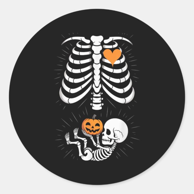 Halloween Skeleton Baby Rib Cage Maternity Pregnan Classic Round Sticker (Front)