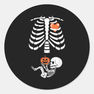Halloween Skeleton Baby Rib Cage Maternity Pregnan Classic Round Sticker