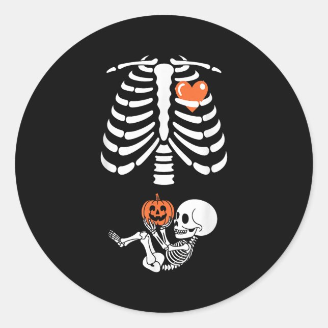 Halloween Skeleton Baby Rib Cage Maternity Pregnan Classic Round Sticker (Front)