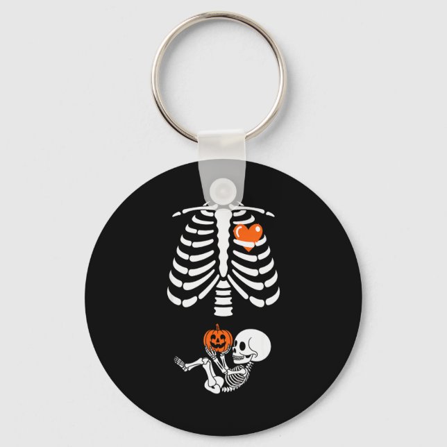 Halloween Skeleton Baby Rib Cage Maternity Pregnan Key Ring (Front)