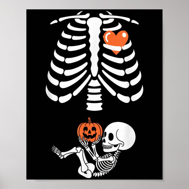 Halloween Skeleton Baby Rib Cage Maternity Pregnan Poster (Front)