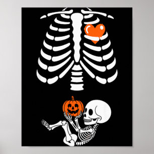 Halloween Skeleton Baby Rib Cage Maternity Pregnan Poster