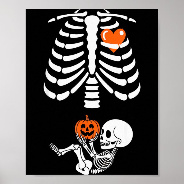 Halloween Skeleton Baby Rib Cage Maternity Pregnan Poster (Front)