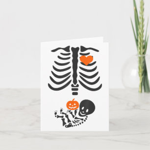 Halloween Skeleton Baby Rib Cage Pregnant Pumpkin Card