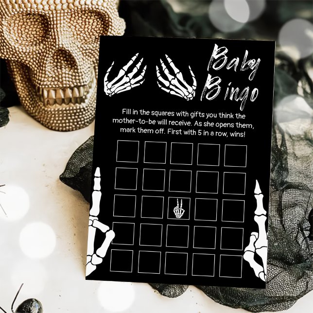Halloween Skeleton Baby Shower Bingo Game Invitation (Creator Uploaded)