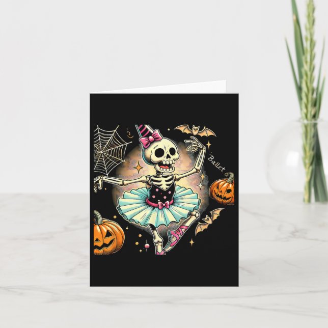 Halloween Skeleton Ballet Dancing Ballerina  Card (Front)