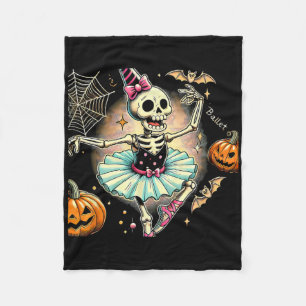 Halloween Skeleton Ballet Dancing Ballerina Fleece Blanket