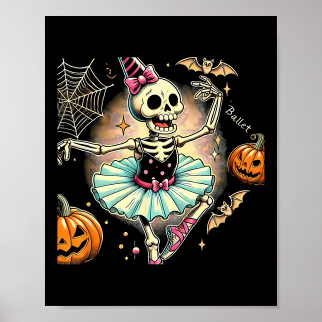 Halloween Skeleton Ballet Dancing Ballerina  Poster (Front)