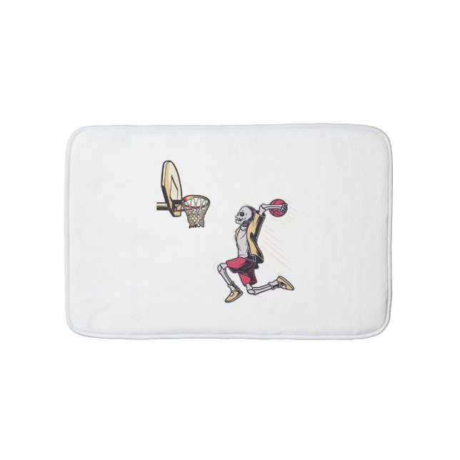 Halloween Skeleton Basketball Player Costume Skull Bath Mat (Front)