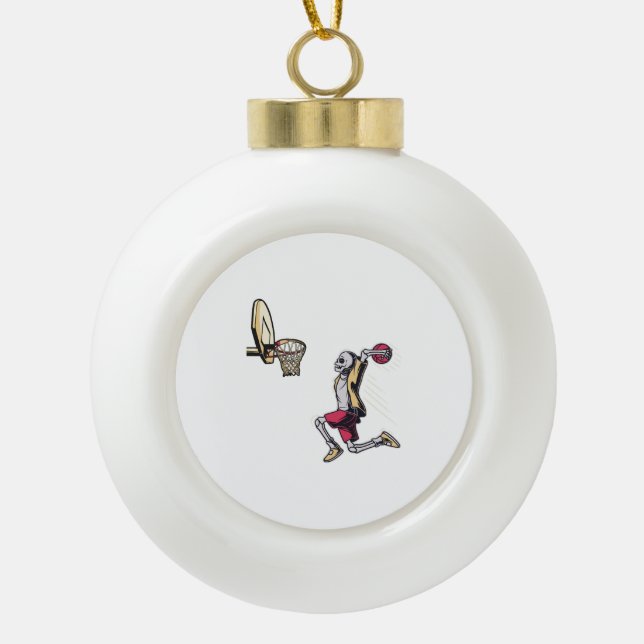 Halloween Skeleton Basketball Player Costume Skull Ceramic Ball Christmas Ornament (Front)