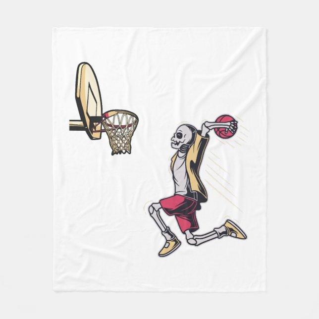 Halloween Skeleton Basketball Player Costume Skull Fleece Blanket (Front)