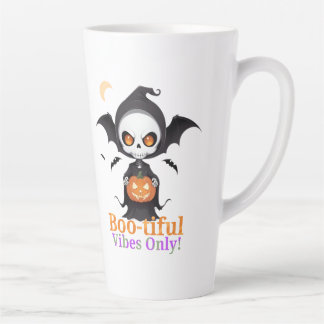 Halloween Skeleton Bat Vibes Latte Mug