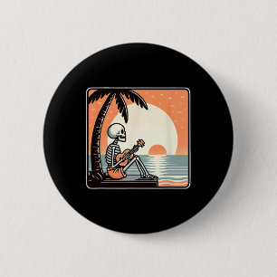 Halloween Skeleton Beach Palm Tree  6 Cm Round Badge