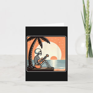 Halloween Skeleton Beach Palm Tree Card