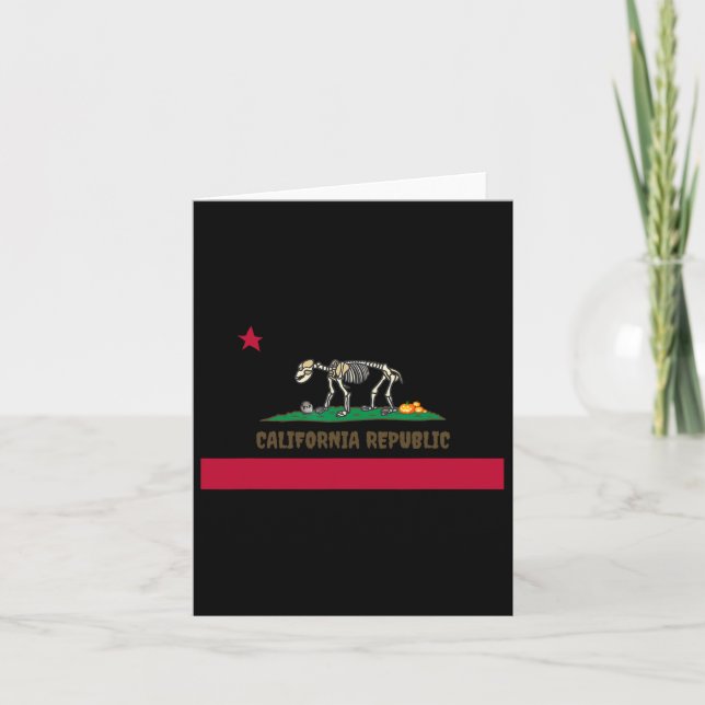 Halloween Skeleton Bear California Ca State Flag F Card (Front)