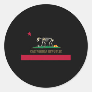 Halloween Skeleton Bear California Ca State Flag F Classic Round Sticker