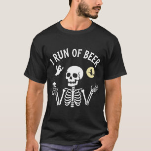 Halloween Skeleton Beer Witch Moon Graphic T-Shirt