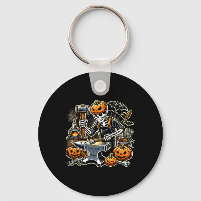 Halloween Skeleton Blacksmith  Key Ring (Front)