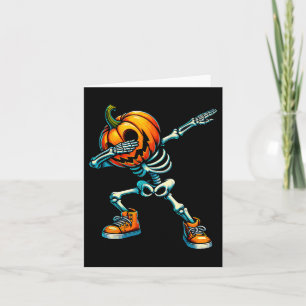 Halloween Skeleton Boys Trick Treat Funny Pumpkin Card