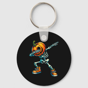 Halloween Skeleton Boys Trick Treat Funny Pumpkin  Key Ring
