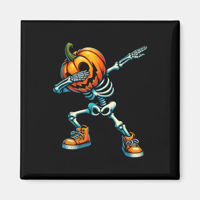 Halloween Skeleton Boys Trick Treat Funny Pumpkin  Magnet (Front)