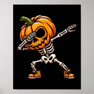 Halloween Skeleton Boys Trick Treat Funny Pumpkin  Poster