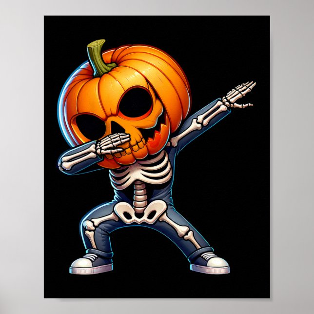 Halloween Skeleton Boys Trick Treat Funny Pumpkin  Poster (Front)
