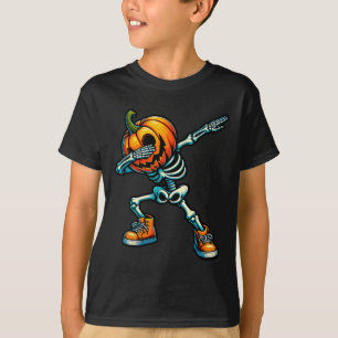 Halloween Skeleton Boys Trick Treat Funny Pumpkin T-Shirt