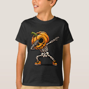 Halloween Skeleton Boys Trick Treat Funny Pumpkin  T-Shirt