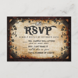 Halloween Skeleton Brown Gothic Wedding RSVP
