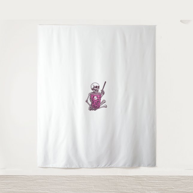 Halloween Skeleton Bubble Tea Tapestry (Front)