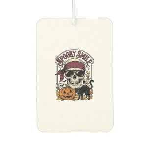 Halloween Skeleton Cat Vintage Pumpkin Graphic_1 Car Air Freshener