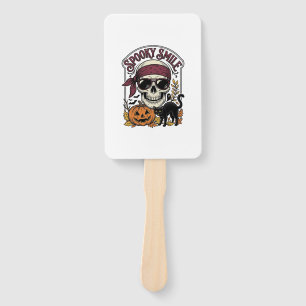 Halloween Skeleton Cat Vintage Pumpkin Graphic_1 Hand Fan