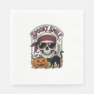 Halloween Skeleton Cat Vintage Pumpkin Graphic_1 Napkin