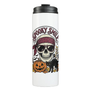 Halloween Skeleton Cat Vintage Pumpkin Graphic_1 Thermal Tumbler