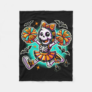Halloween Skeleton Cheerleading Cheerleader _3 Fleece Blanket