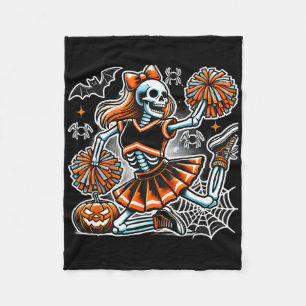 Halloween Skeleton Cheerleading Cheerleader _5  Fleece Blanket