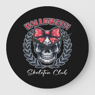 Halloween Skeleton Club Large Clock