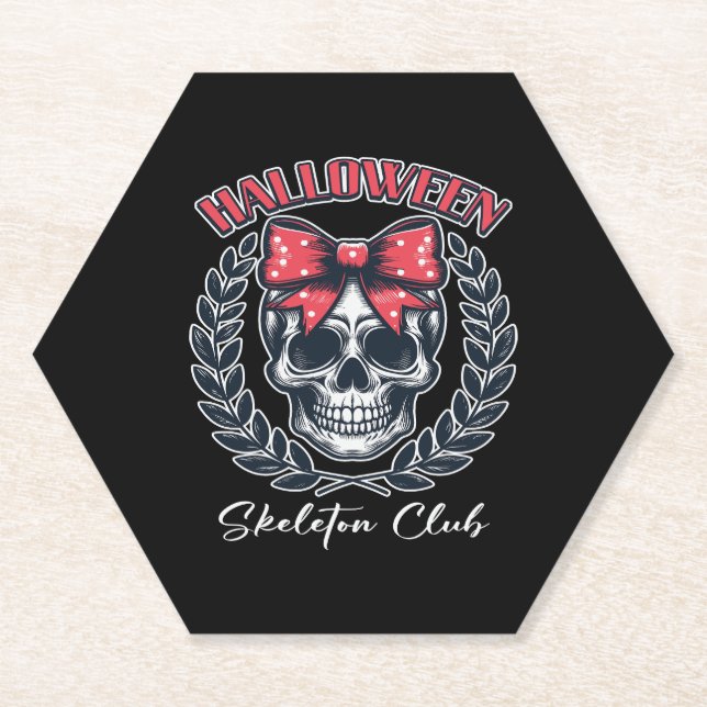 Halloween Skeleton Club Paper Coaster (Front)