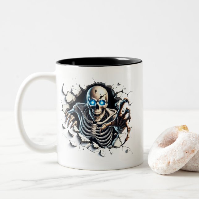 Halloween Skeleton Coffee Mug (With Donut)