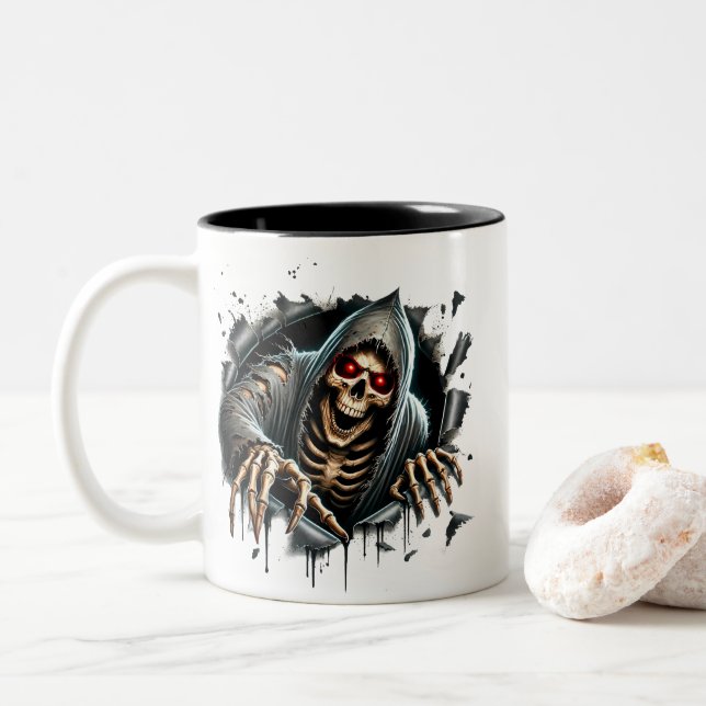 Halloween Skeleton Coffee Mug (With Donut)