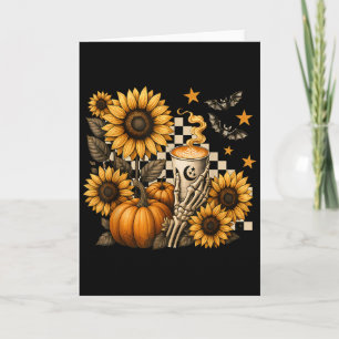 Halloween Skeleton Coffee, Soky Sunflowers Pumpkin Card