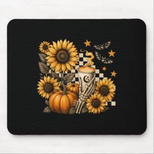Halloween Skeleton Coffee, Soky Sunflowers Pumpkin Mouse Mat