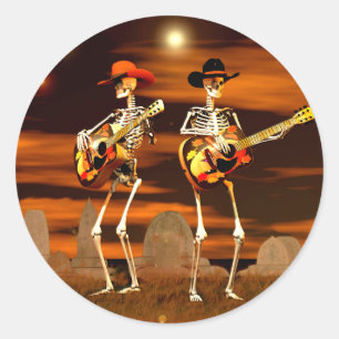 Halloween Skeleton Concert Classic Round Sticker