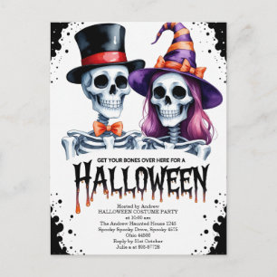 Halloween Skeleton Couple Holiday Postcard