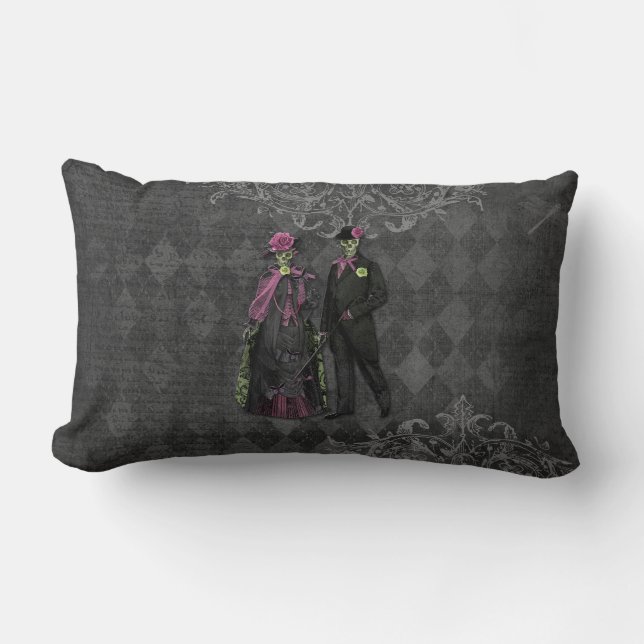 Halloween Skeleton Couple Lumbar Cushion (Front)
