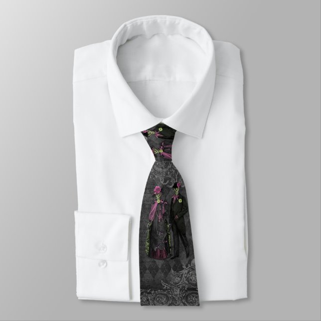 Halloween Skeleton Couple Tie (Tied)