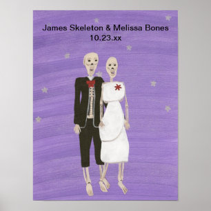 Halloween Skeleton Couple Wedding Poster