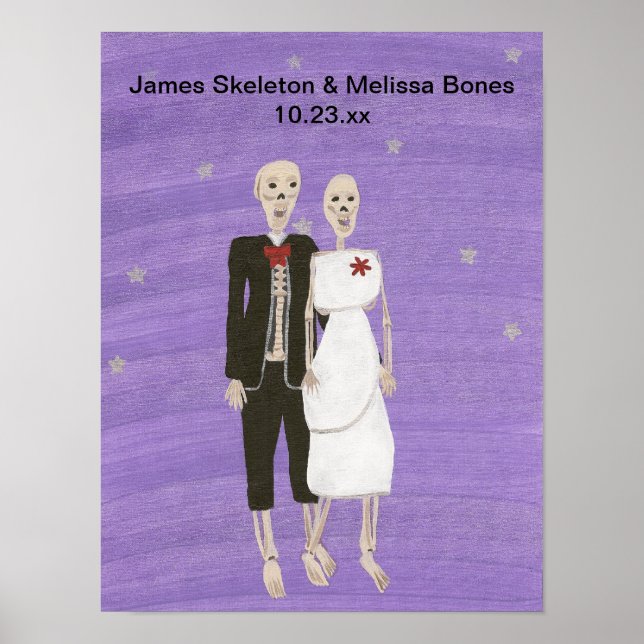 Halloween Skeleton Couple Wedding Poster (Front)